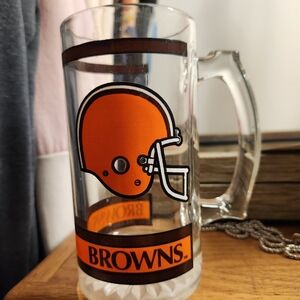 Browns Orange and Brown Glass Mug
